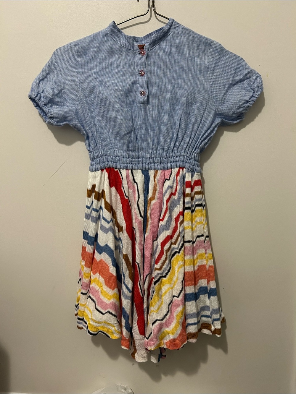 Missoni Light Blue Top Multicolor Chevron Stripe Girls Dress